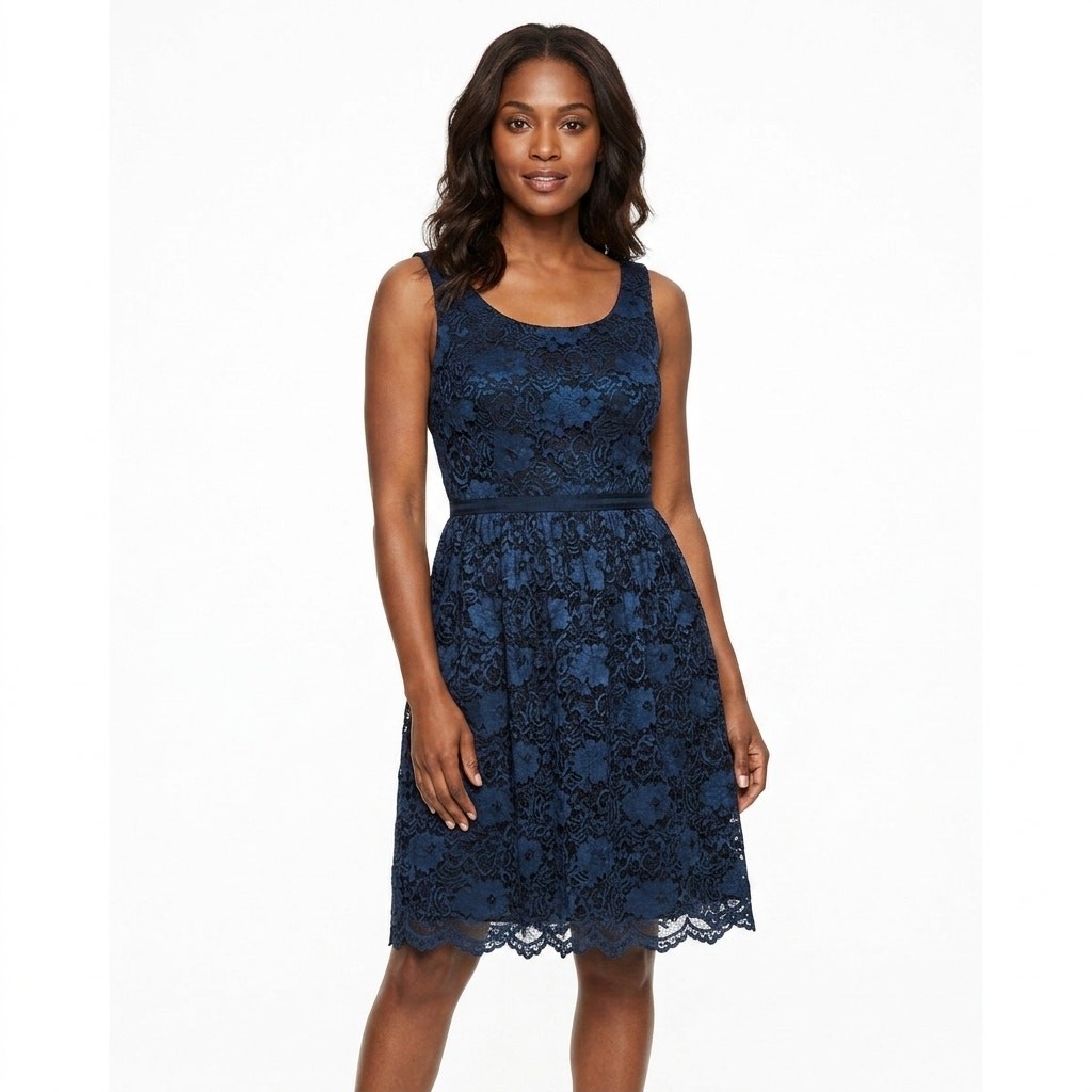 Banana Republic Acetate Blend Blue Knee Length Floral Dress Women Size 10