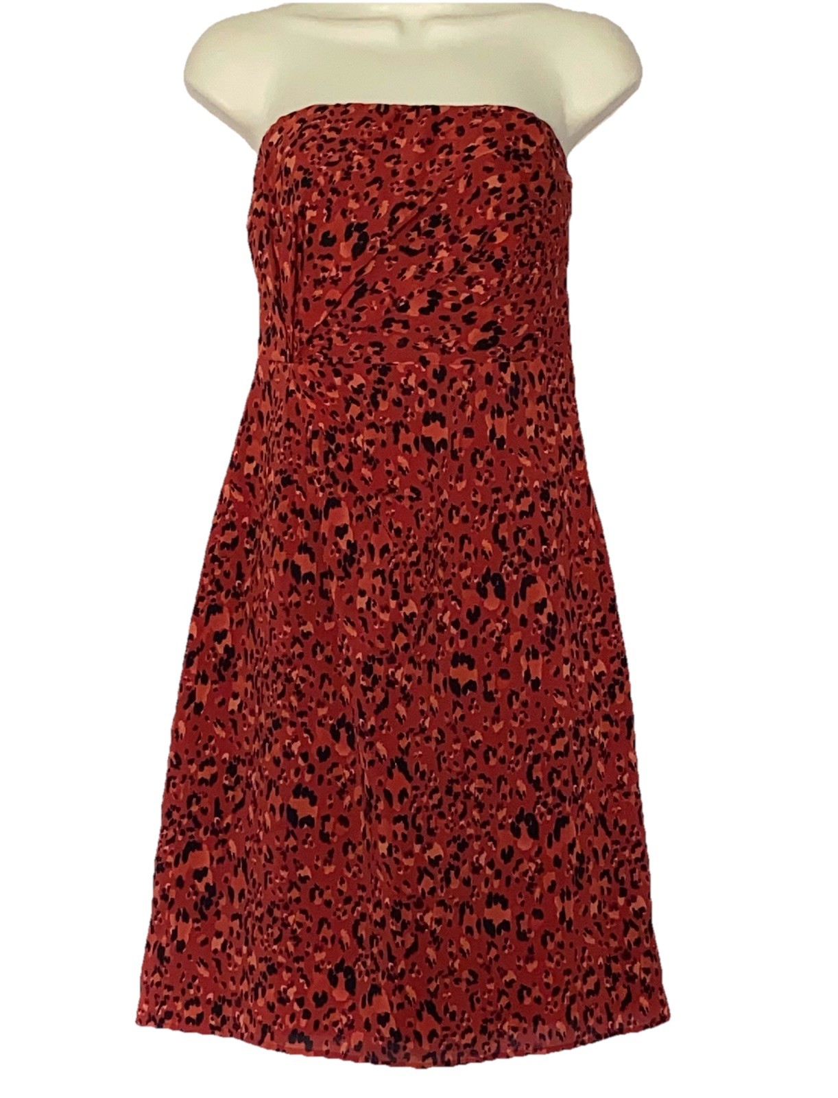 The Limited Dress Size 0 Rust Orange And Black Animal Print Strapless Lined XS