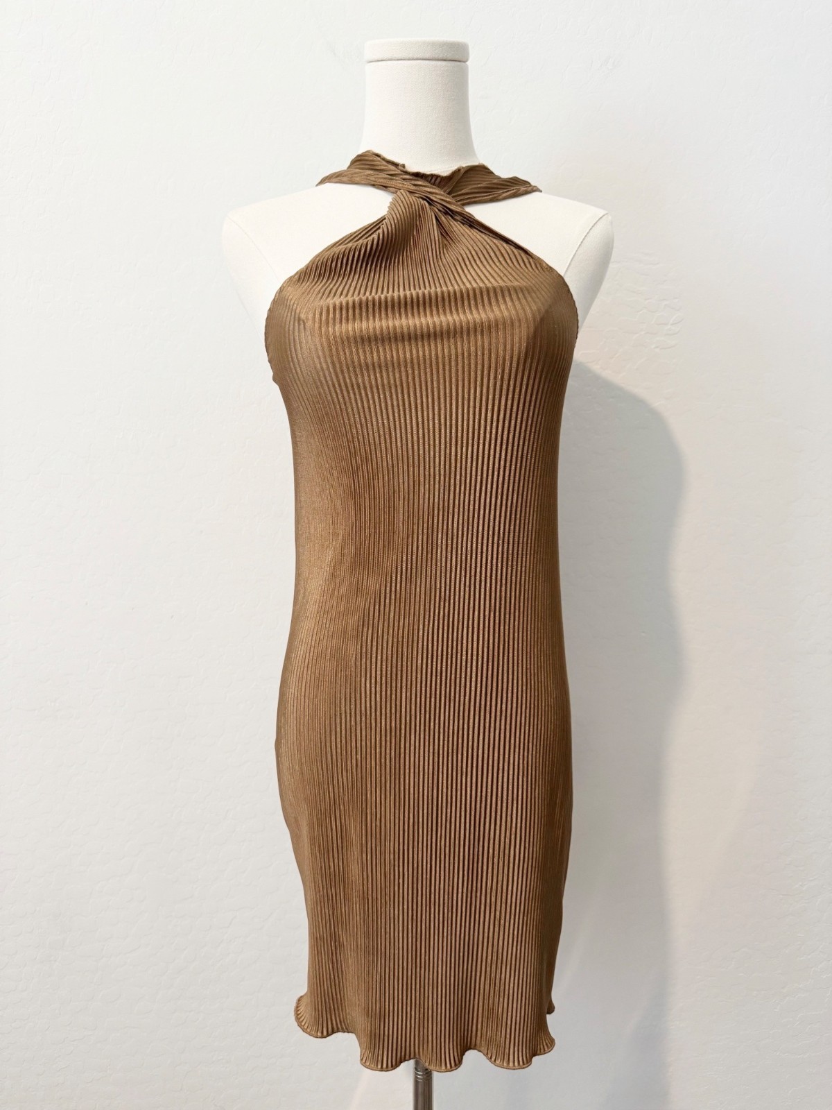 Song Of Style Small Pluto Satin Twist Ribbed Mini Dress in Brown Revolve Summer