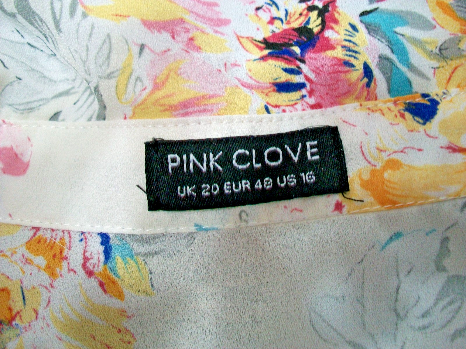PINK CLOVE SZ 16 BUTTON FRONT LITE SUMMER FLORAL DRESS~WAIST TIE~ROLL TAB SLEEVE