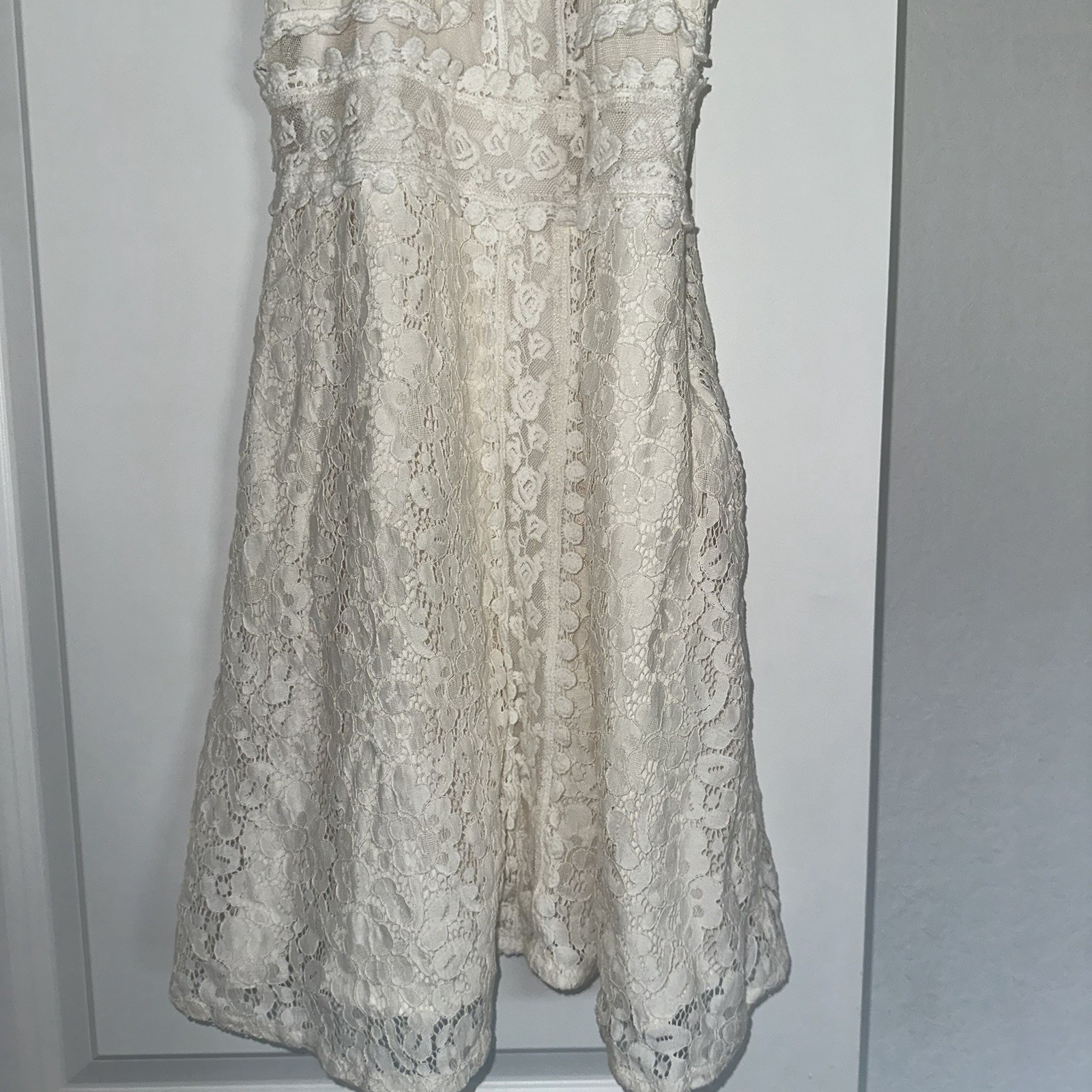 Altar’d State XS White Ivory Floral Lace Cotton Blend Vintage Cocktail Dress