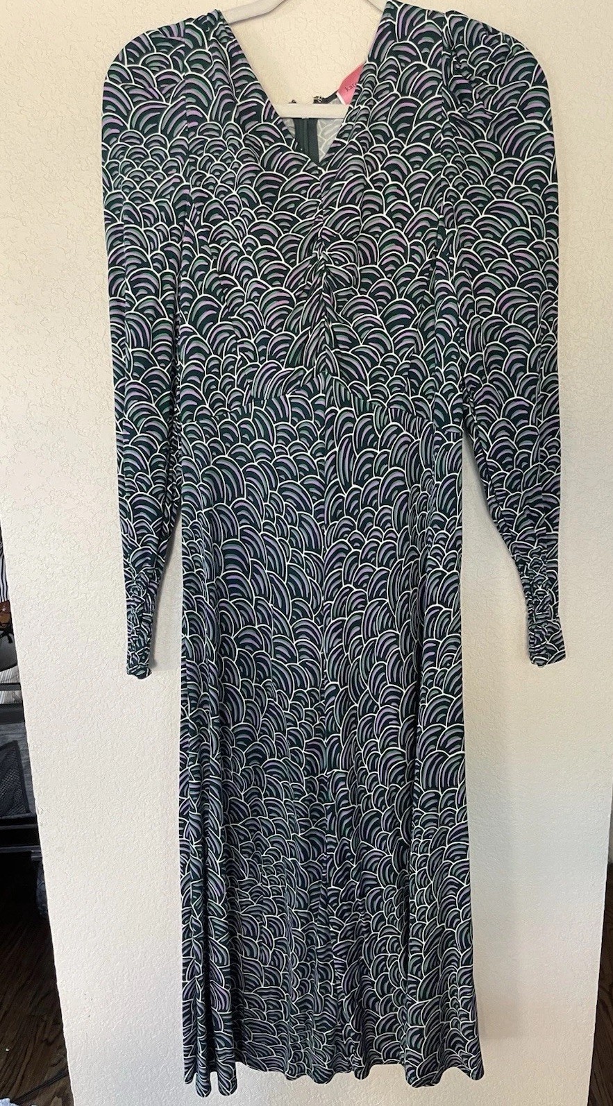 Kate Spade New York “Party Bubbles” Midi Dress Green And Pink Size 8