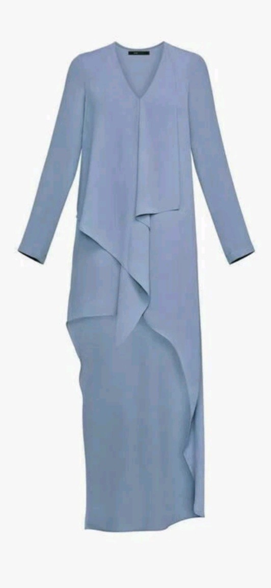 NEW BCBG MAX AZRIA KYNDAL ASYMMETRICAL DRESS CHAMBRAY ASH WQR69N21 SIZE L $198