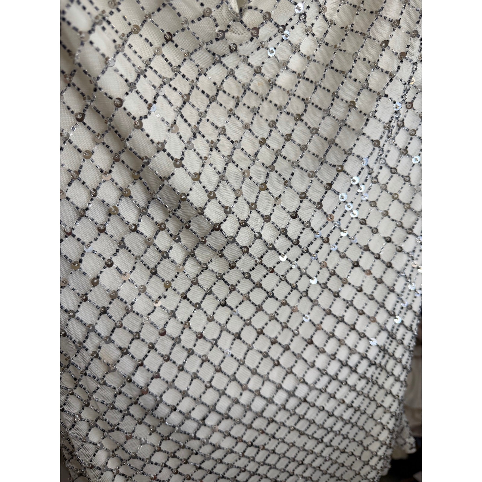 H:ours Alvah Mini Dress with Crystals Chain White Silver Revolve Size Small