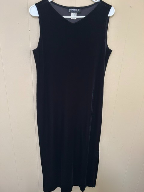 Impressions Black Velvet Maxi Dress M Goth Gothic Vampire Whimsygoth Y2K 90s