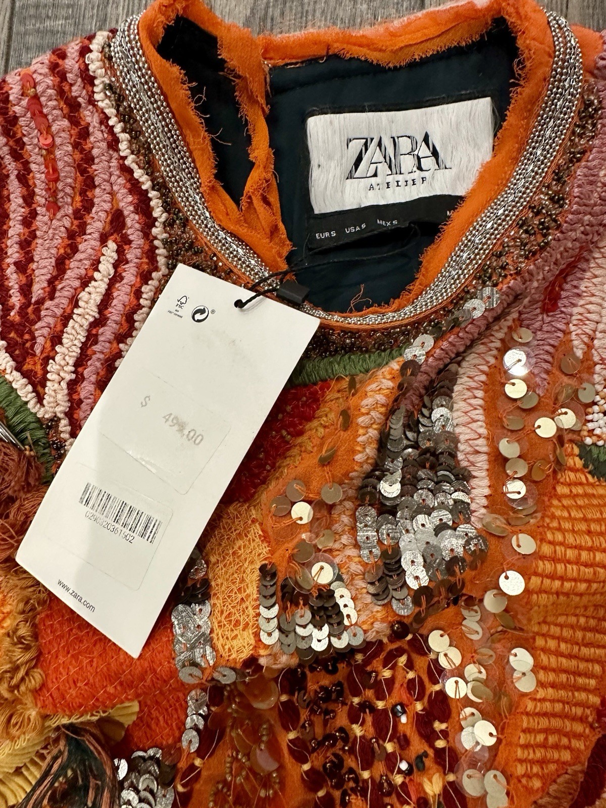 ZARA ATELIER BEADED DRESS LIMITED EDITION ORANGE NWT Size Small