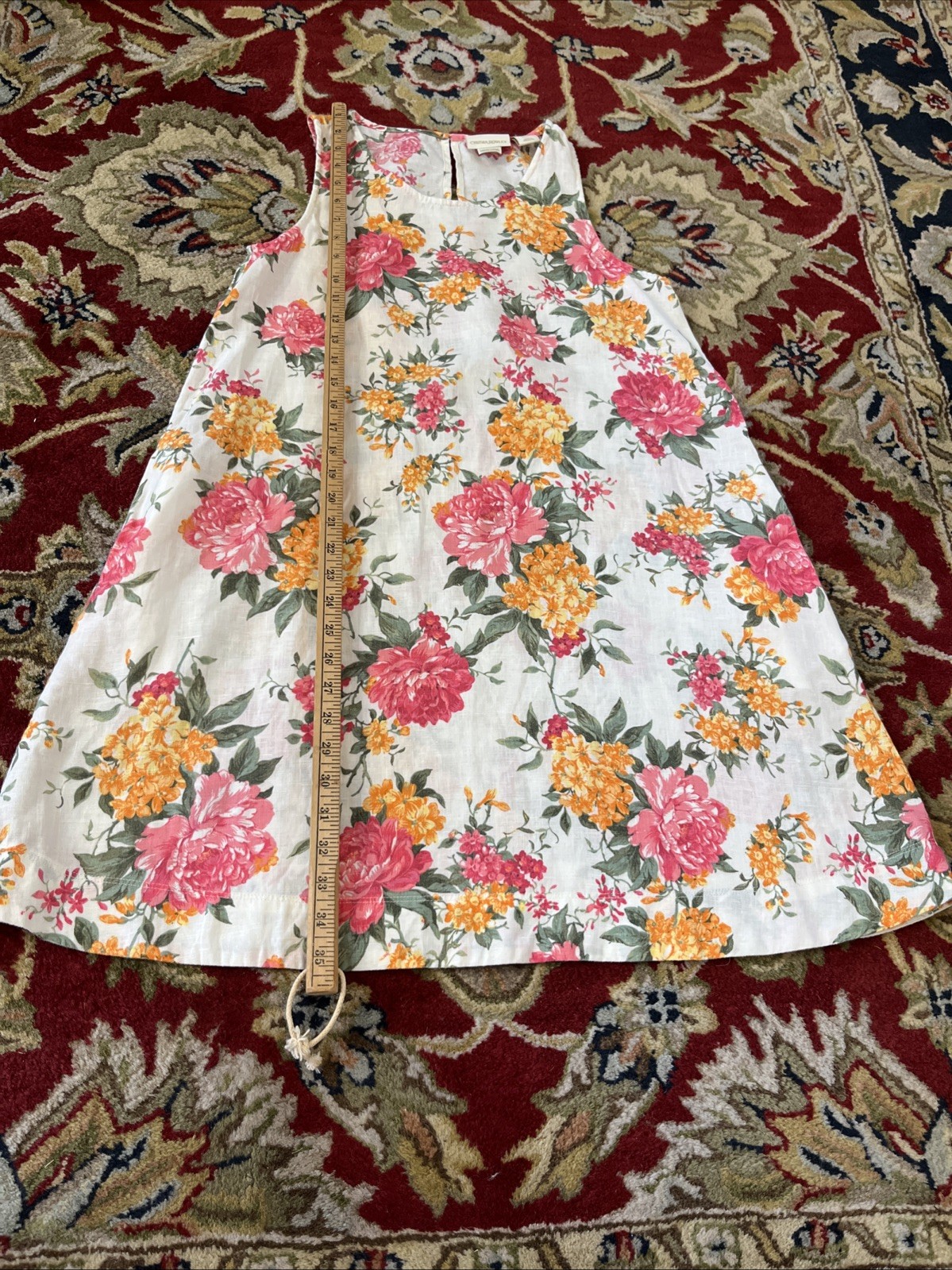 Cynthia Rowley S Floral 100% Linen Sleeveless Tank Cottage Dress Boho Summer