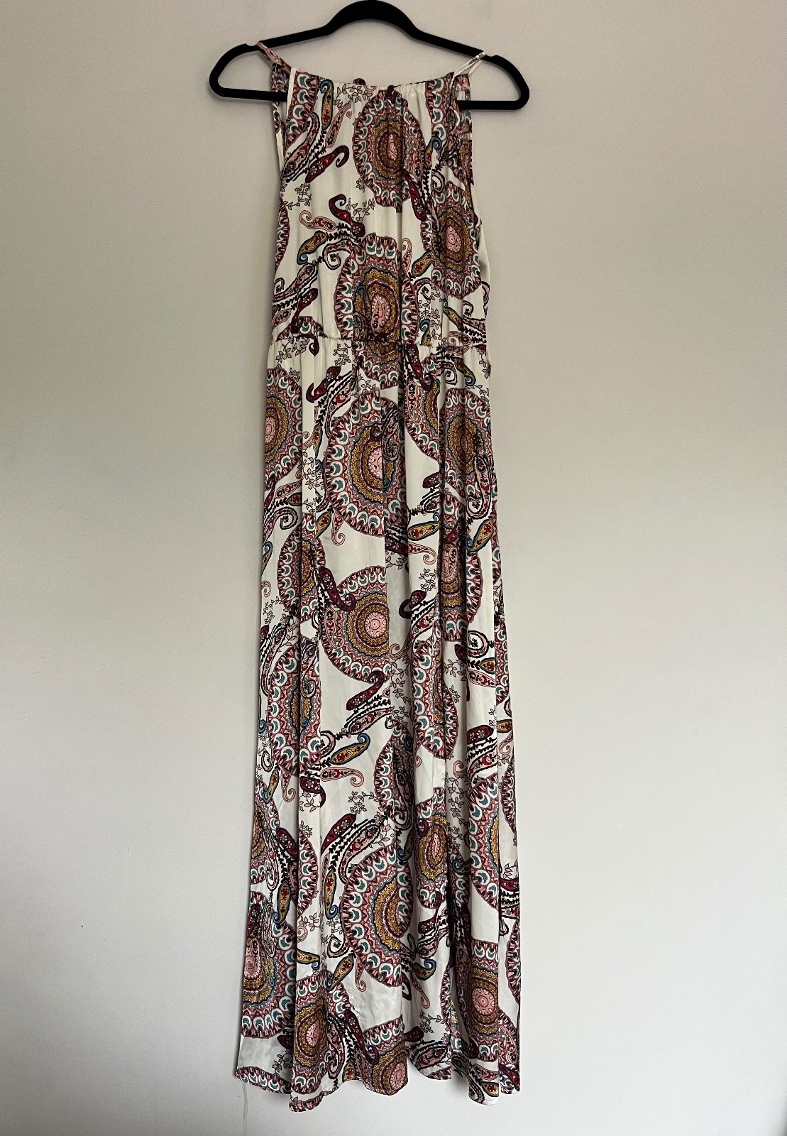 Apricot Cream Paisley Halterneck Smock Maxi Dress – Size 14