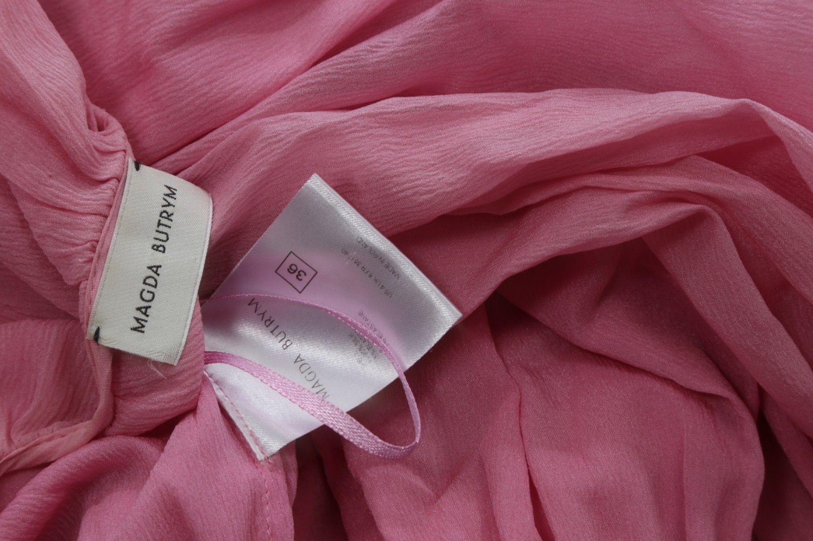 Magda Butrym Pink Ruched Long Sleeve Mini Dress Cocktail Party Going Out 36