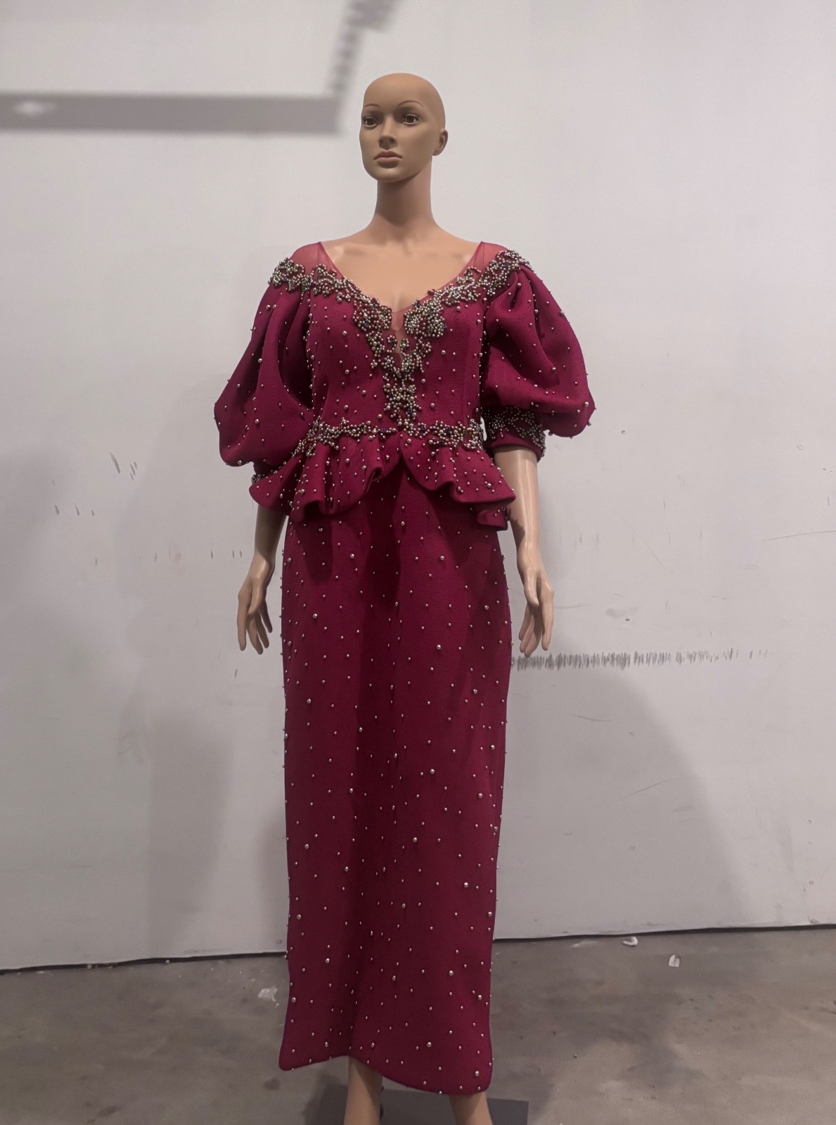 Beaded Peplum Midi Dress embedded With Stones . Sz 44. US Sz 10. Made in Turkey