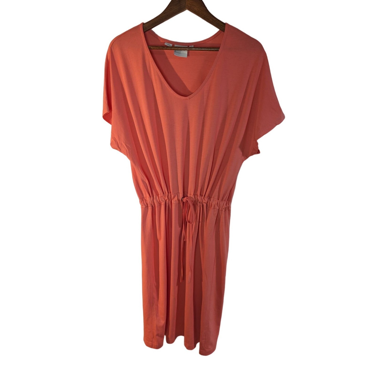 JunaRose Coral T-shirt Dolman Sleeve Tie-waist Knee-length Dress Sz L