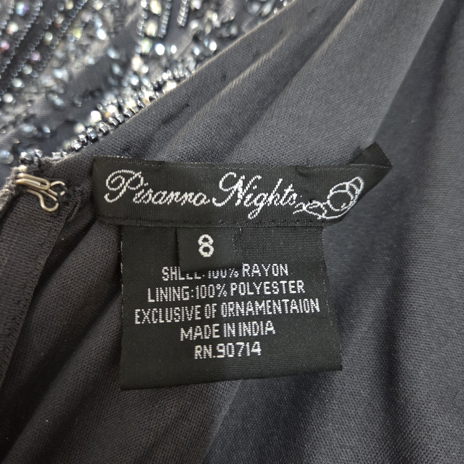 Pisarro Nights Size 8 Beaded Short Sleeve Midi Dress Slate Blue NWOT