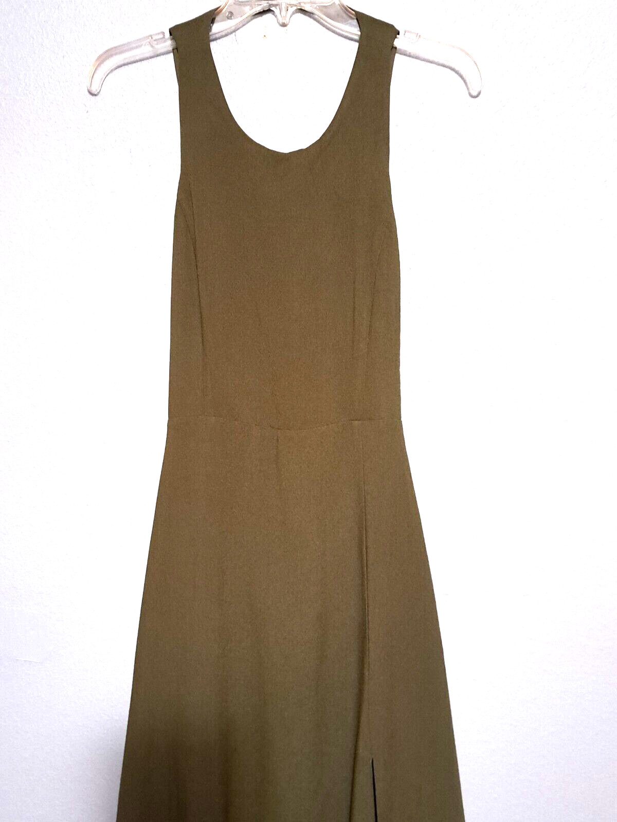 Lulus Womens Dress L Confident Aesthetic Olive Green Backless Tie Back Midi Boho