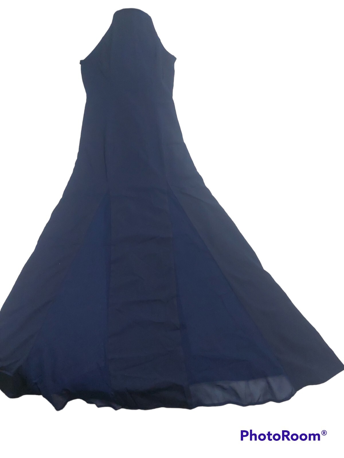Tobi Dk.Blue Long Backless Dress Spaghetti Straps Partial Sheer Skirt M