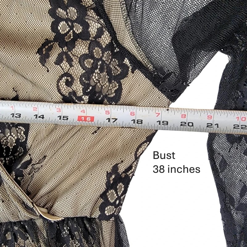 SHEIN Black Lace Overlay Beige Dress with Long Sleeves Size XL