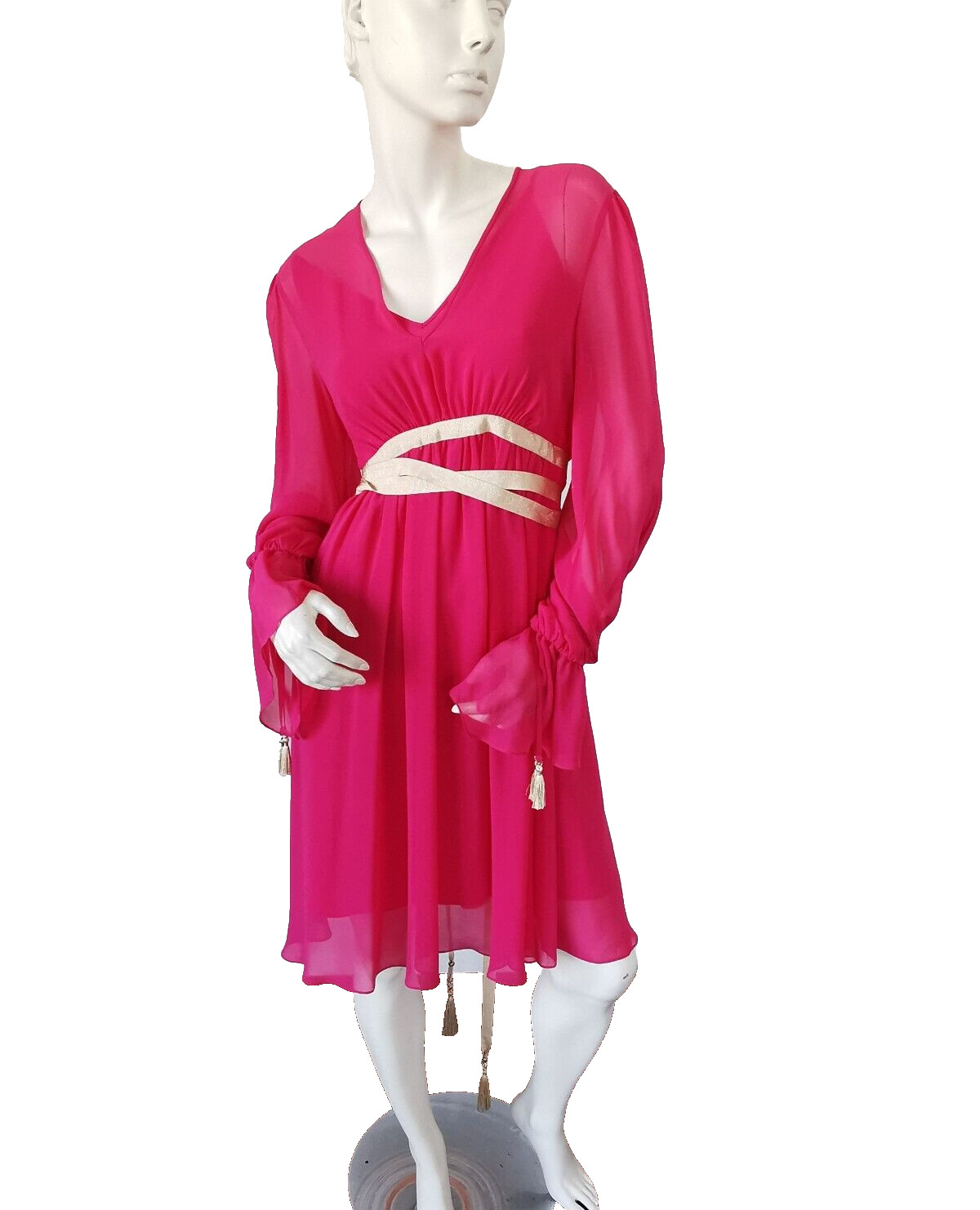 RR €890🌟 MAX MARA Pink SILK georgette Dress Usa2_ It36_ De32_ Uk4_ Fr34