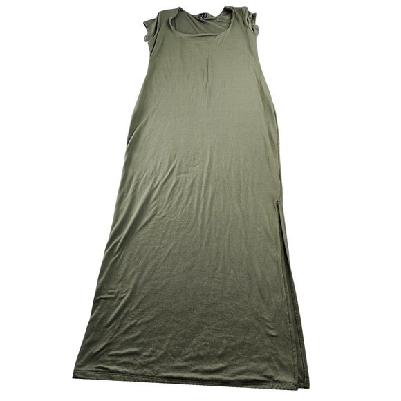 J for Justify Maternity Olive Green Square neck Maxi Dress Side Slit Size XL NWT