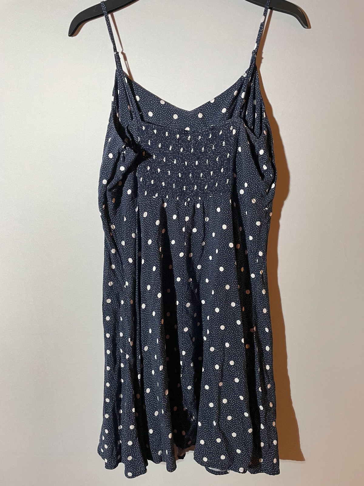 Old Navy Spaghetti Strap Cami Sundress Size XL Navy with White Polka Dots