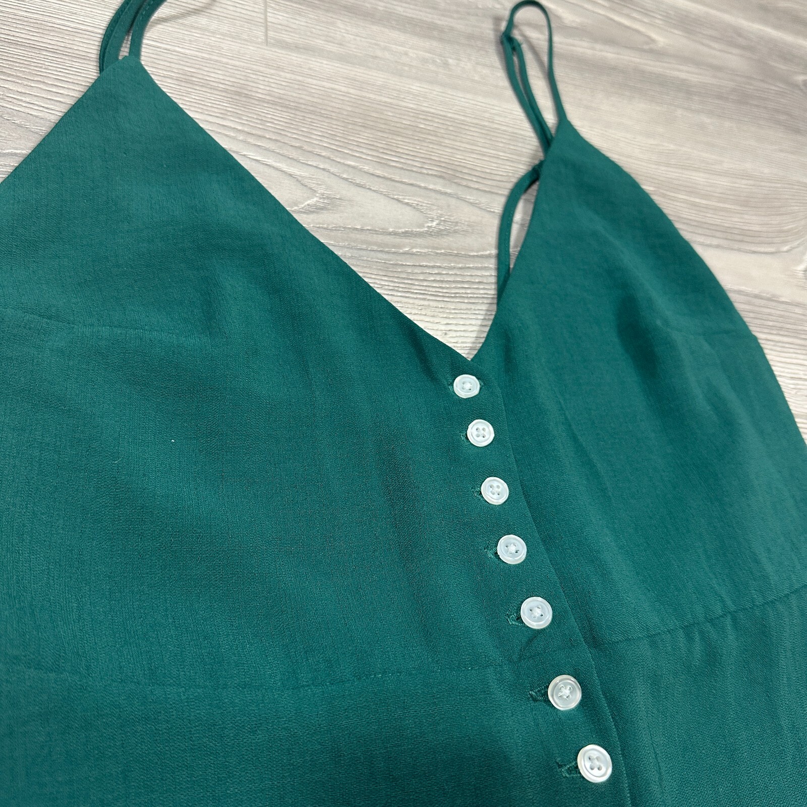 Urban Outfitters Forest Green Button Front Mini Dress Spaghetti Strap Size M