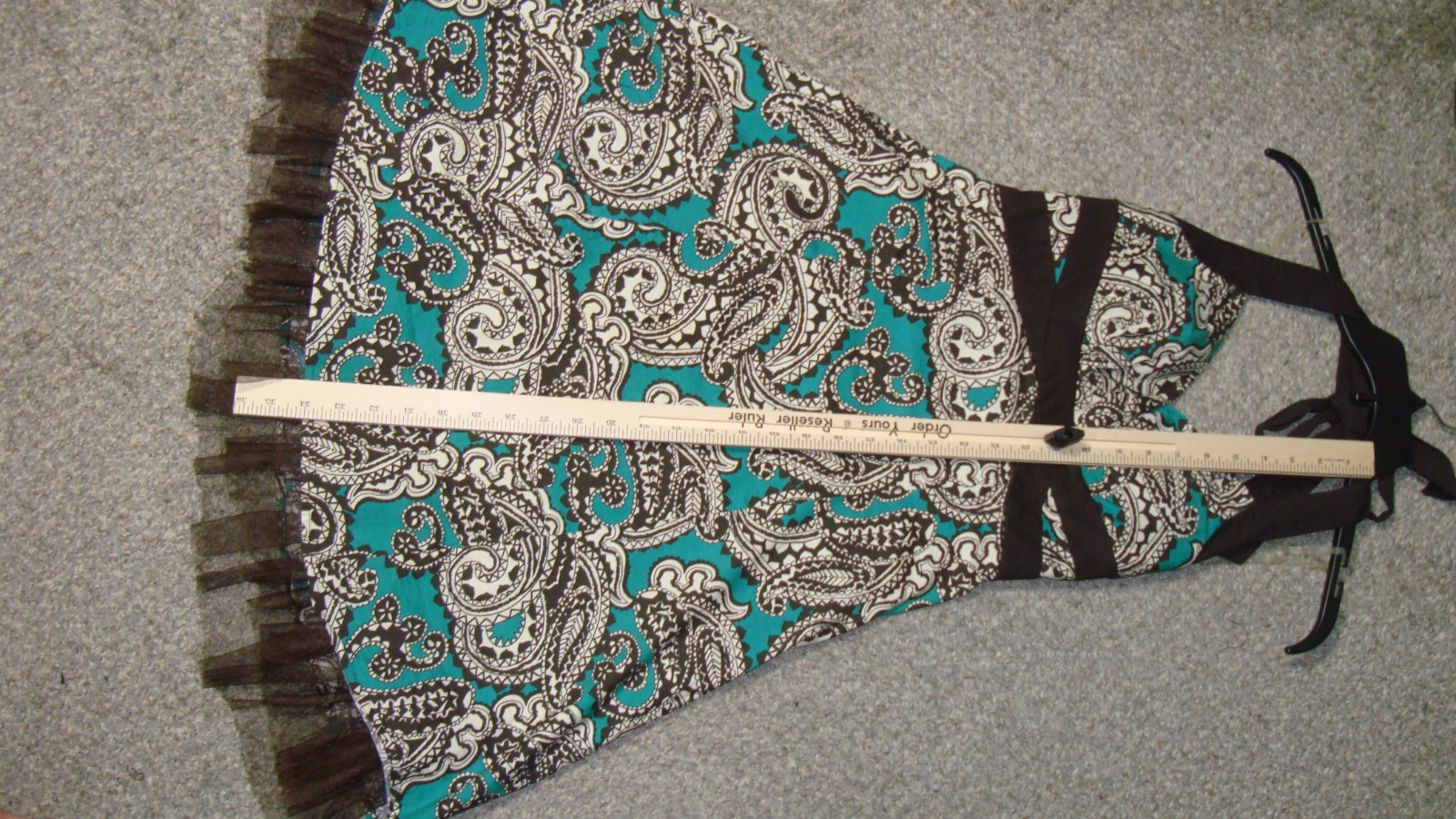Ruby Rox Brown Teal Tan Mosaic Halter Fit & Flare Dance Dress Juniors Size 11