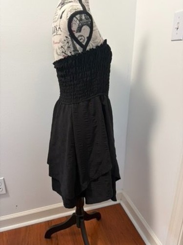 Y2kstyle Grunge Goth size L Black Strapless Smocked Mini Dress
