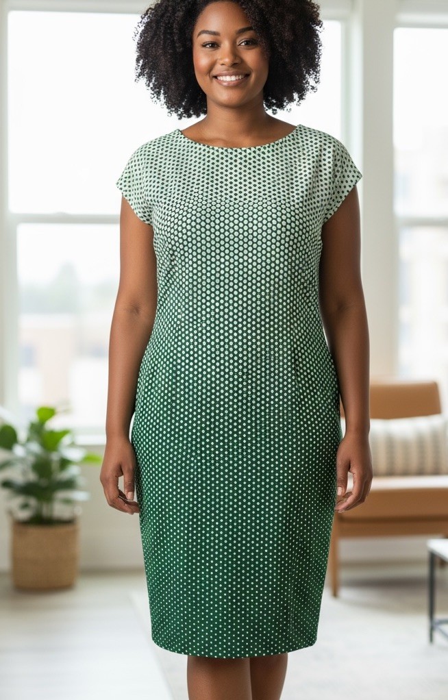 Beige by eci Green White Polka Dots Bodycon Dress Women Lunch Office Size 10