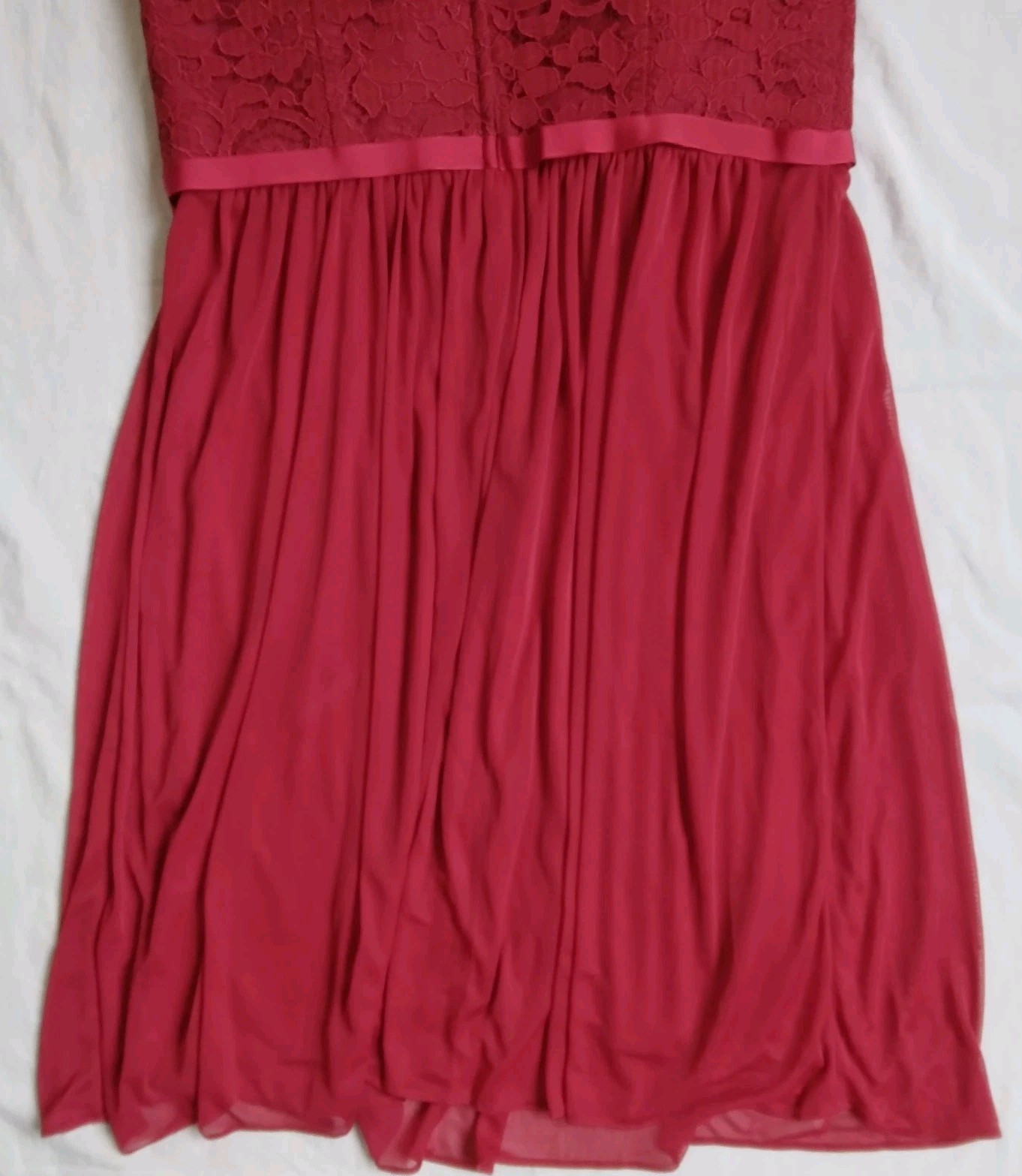 Red Bustier Strapless Dress Floral Lace Holiday Prom Party Elegant Women’s 12