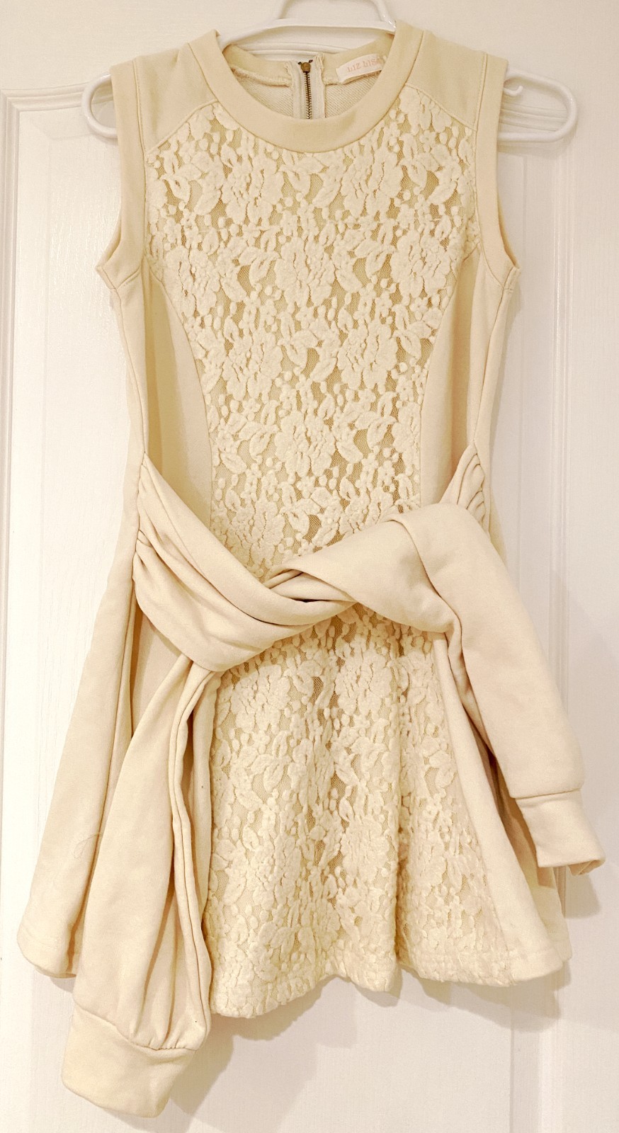LIZ LISA White Floral One Piece Dress Sleeve Belt Lace Lolita Hime GYARU JAPAN