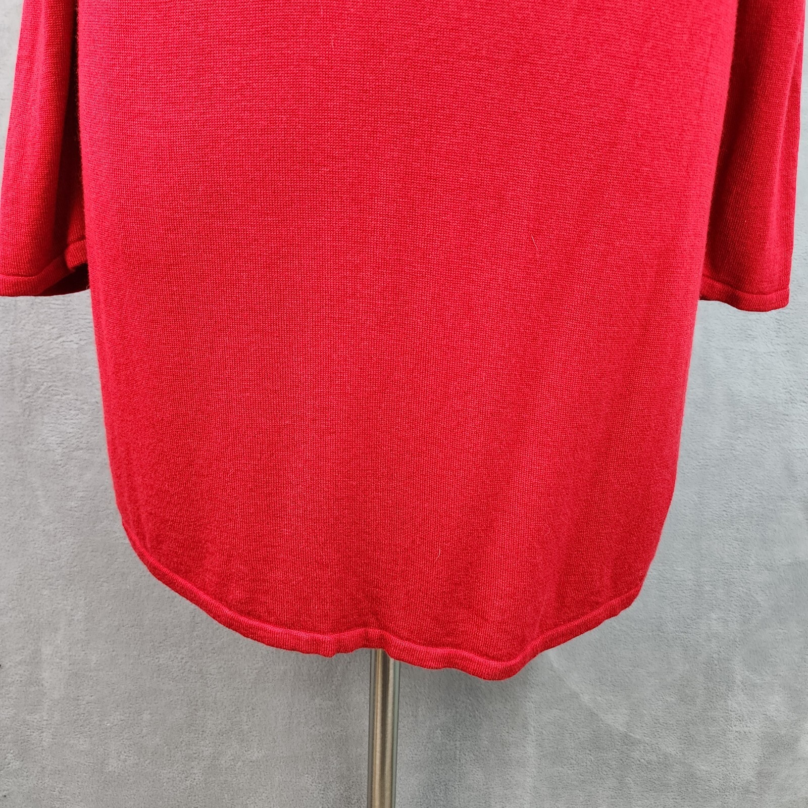 J Jill Sweater Dress LARGE Red Soft Rayon Wool Slit Work Career Church Form Fit