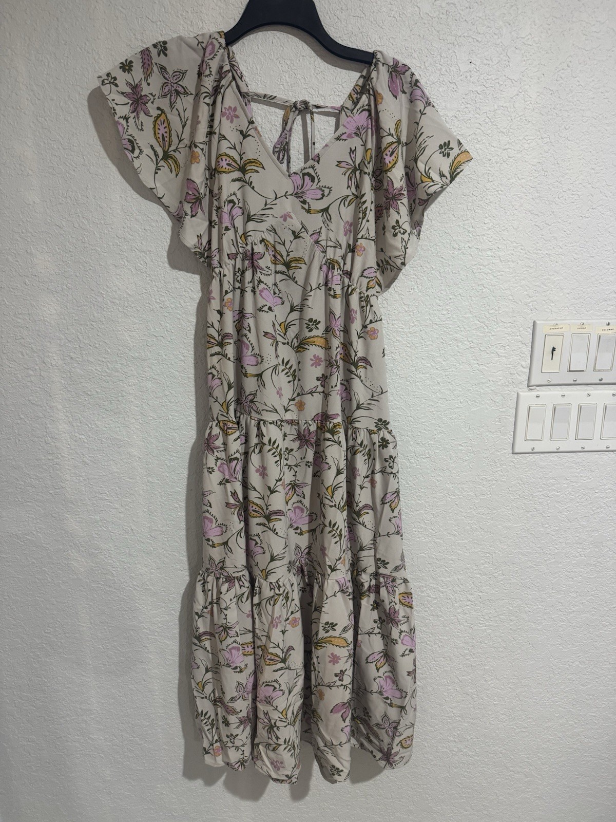 Market & Spruce Summer Spring Dress Floral Women’s Small Beige Pink Boho (F)