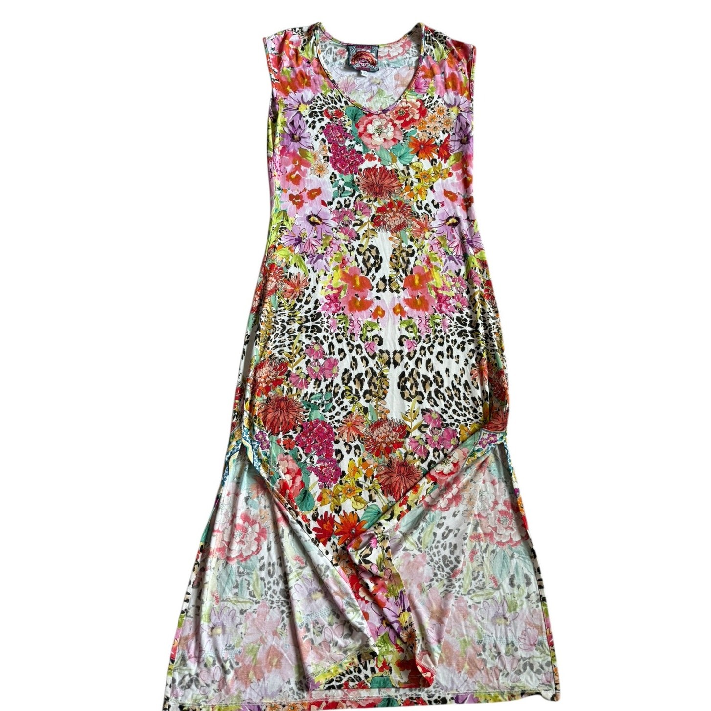 Johnny Was Bamboo Wild Garden High Slit Knit Dress Multicolor Size XS