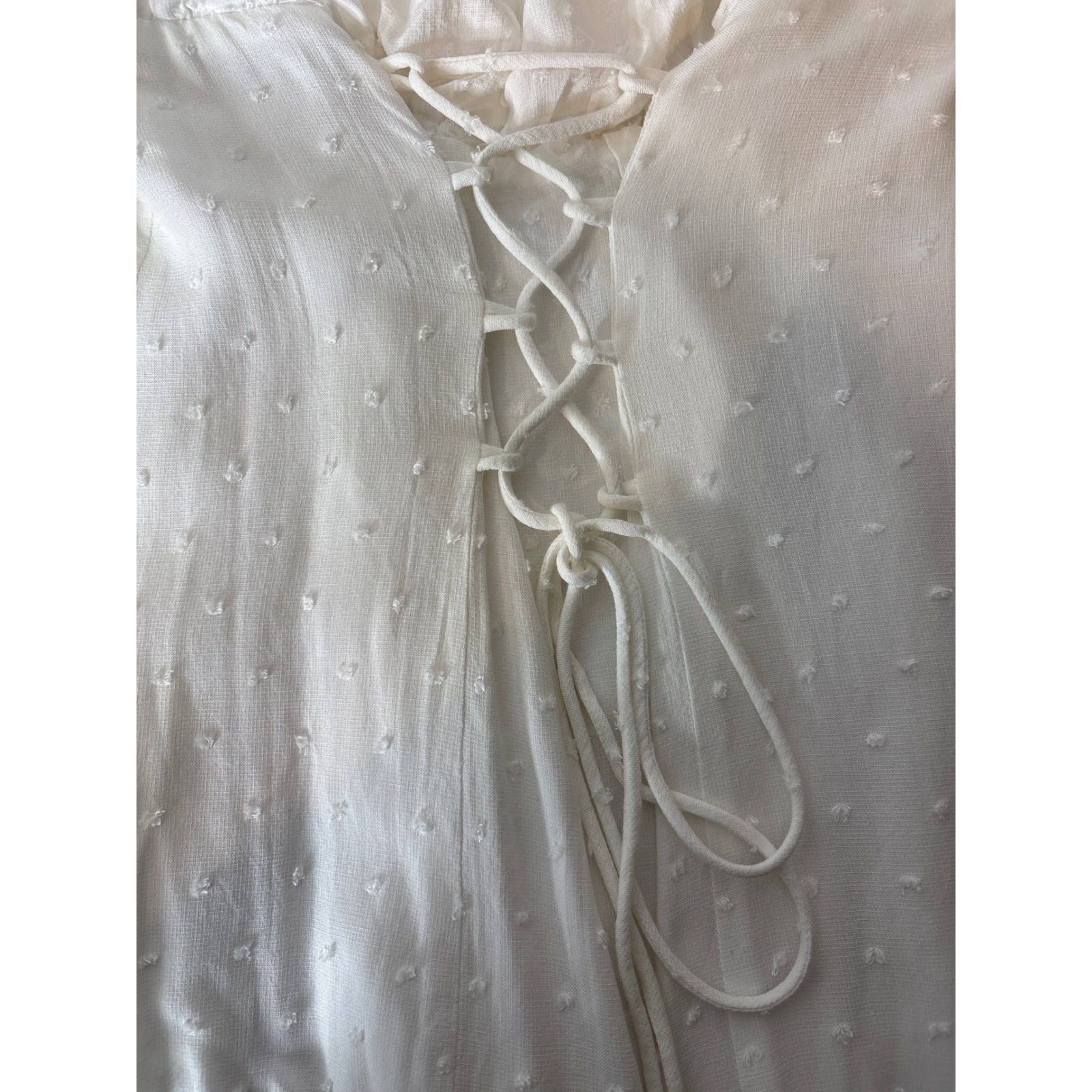 Princess Polly White Swiss Dot Puff Sleeve Corset Dress Size 4 Fairy Coquette
