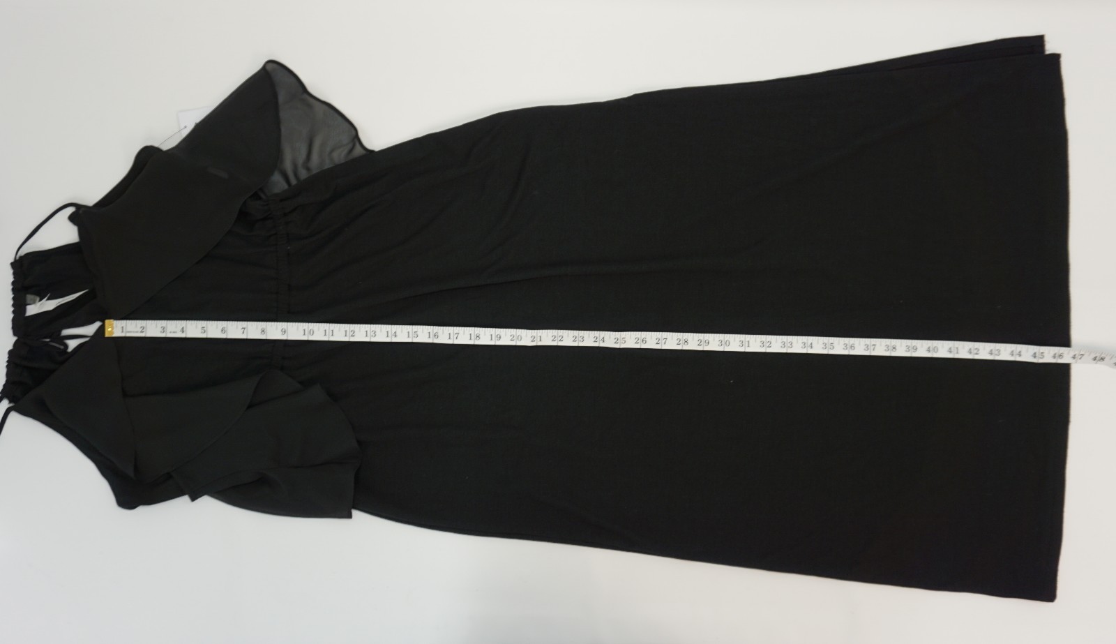 NY Collection Womens Chiffon Ruffle Cold Shoulder Maxi Long Dress Black $70