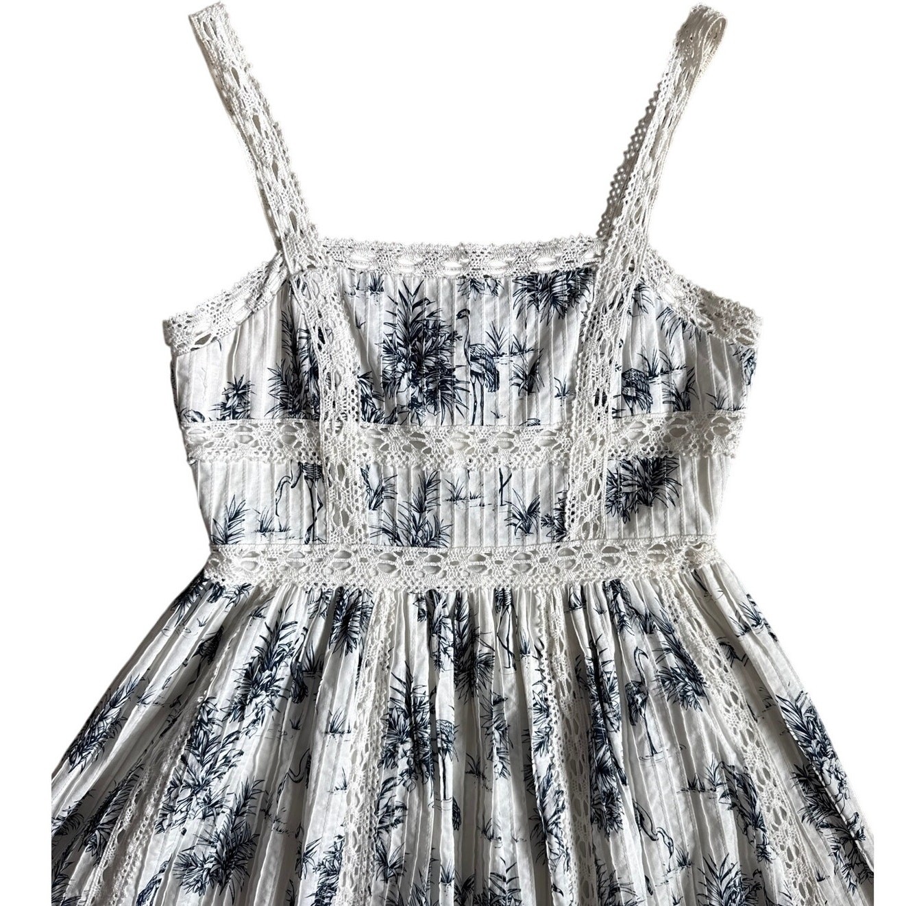 Hunter Bell New York Bevins Lace Midi Dress Palms & Flamingos Size 2