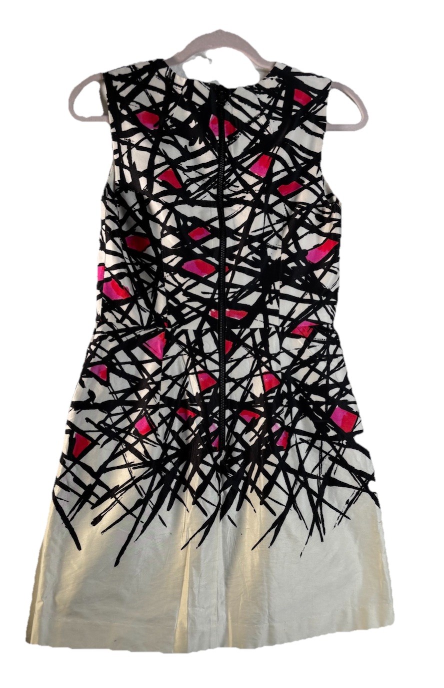 Milly Black White Pink Abstract Print Dress Size 6