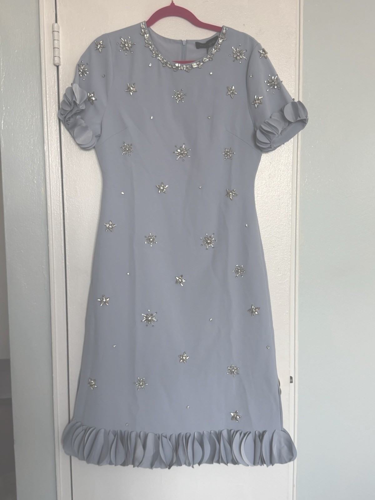 RICH RADIO’S Hand-Sewn Beaded Floral-Trim Dress Size L