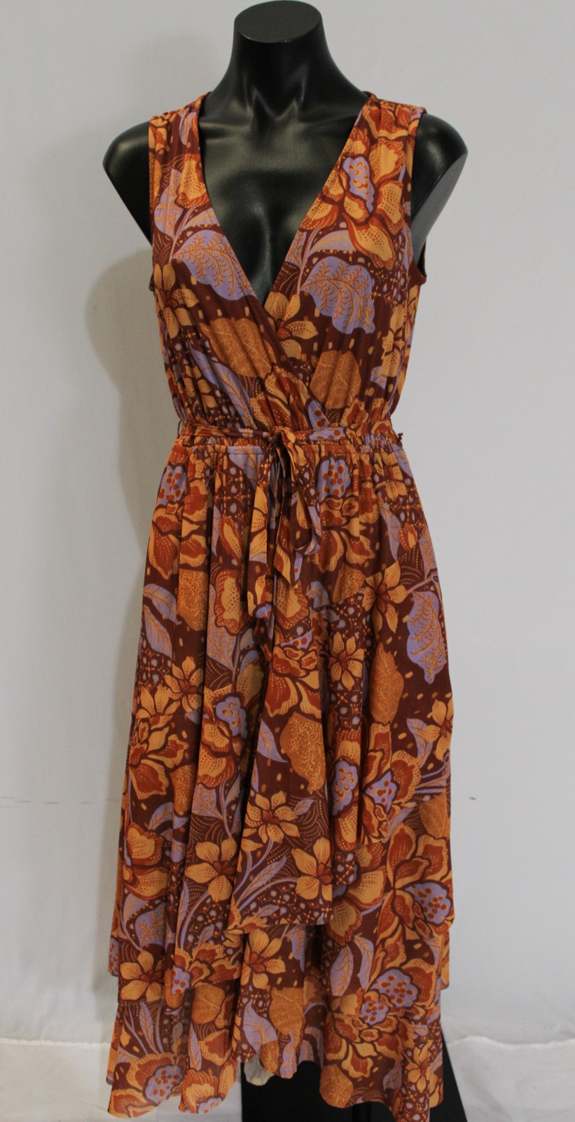 Market & Spruce Women’s Surplice Neck Floral Midi Dress ZG3 Burgundy Small NWT