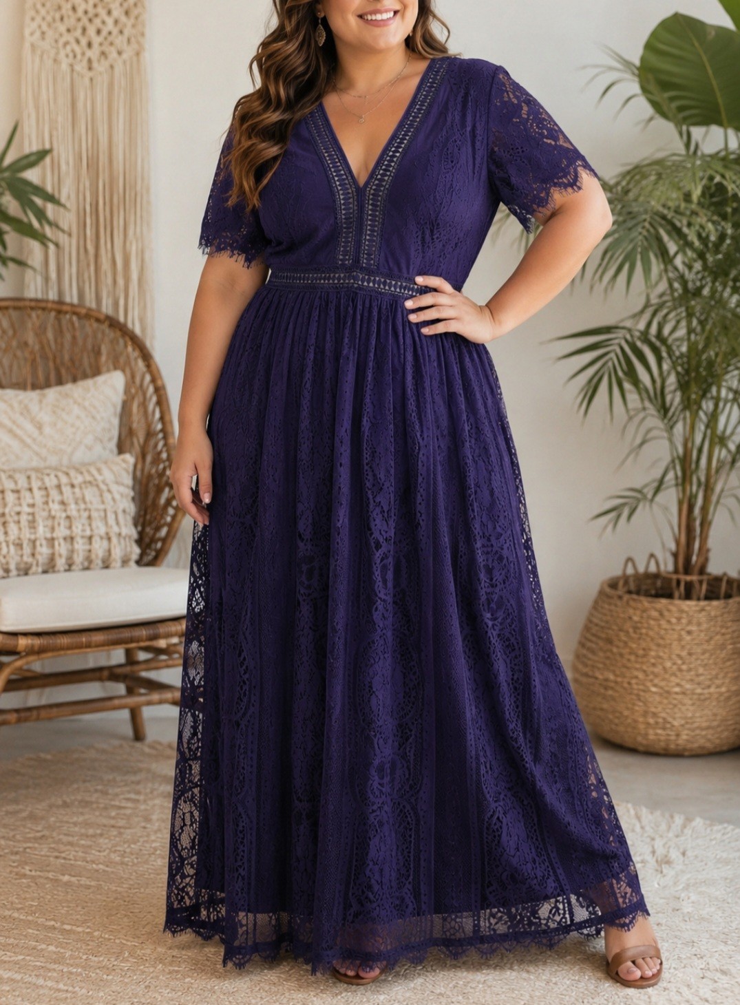 Purple lacey maxi dress 2XL festival Fairy boho gypsy shear cottagecore feminine