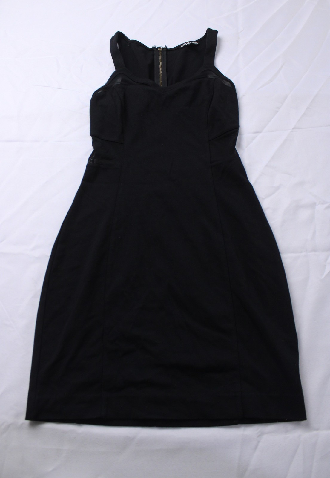 Express Women’s Mesh Detail V-Neck Solid Color Mini Dress BL1 Black Size 0