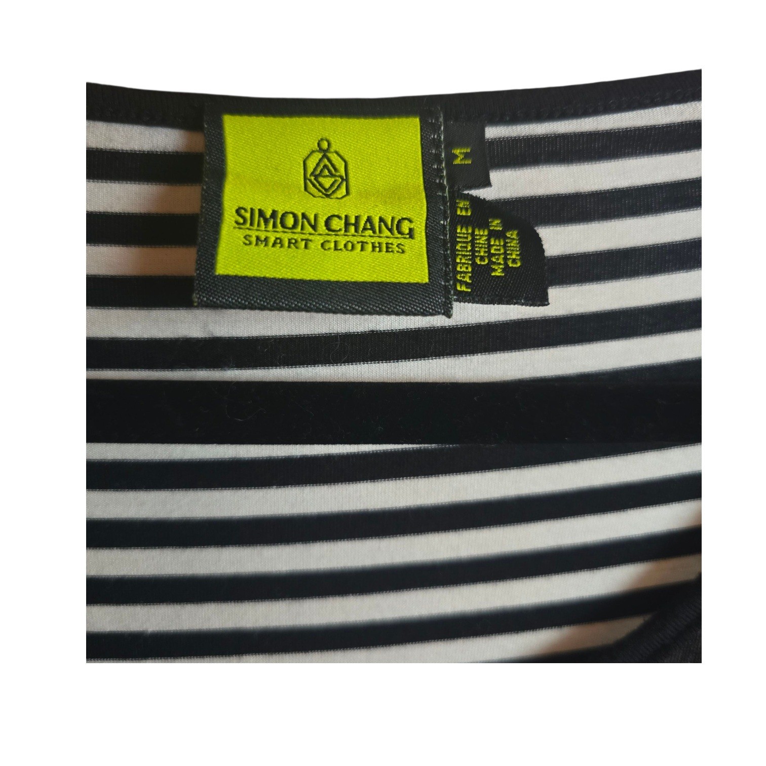 Simon Chang M Smart Clothes Tunic Black Stripe Neon Abstract Long Sleeve Urban