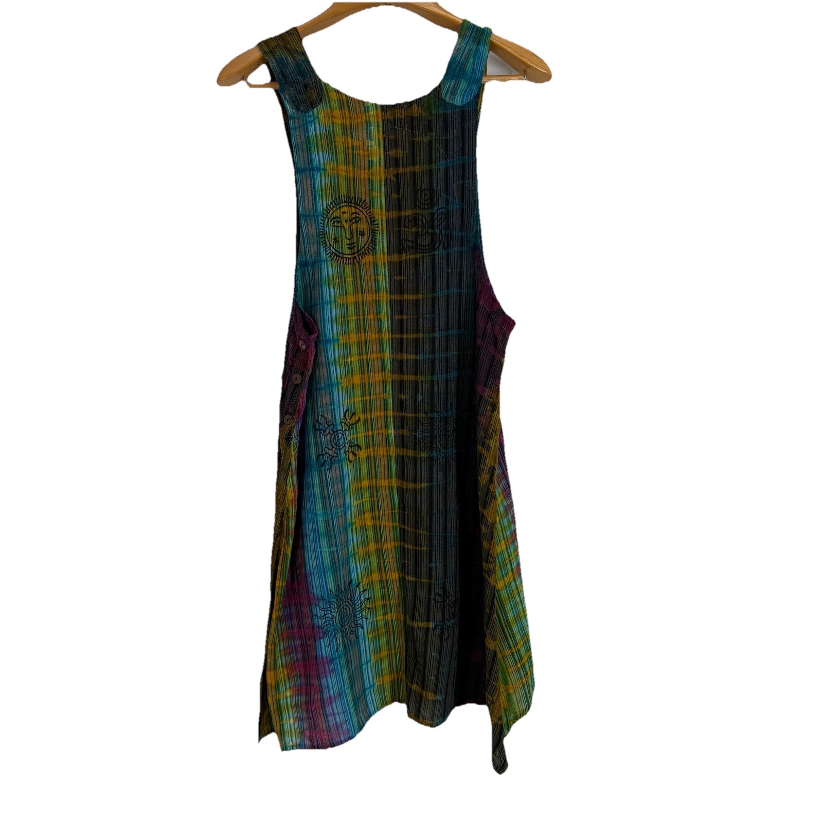 Rising International Womens Midi Dress S Hand Painted Art to Wear Boho Hippie