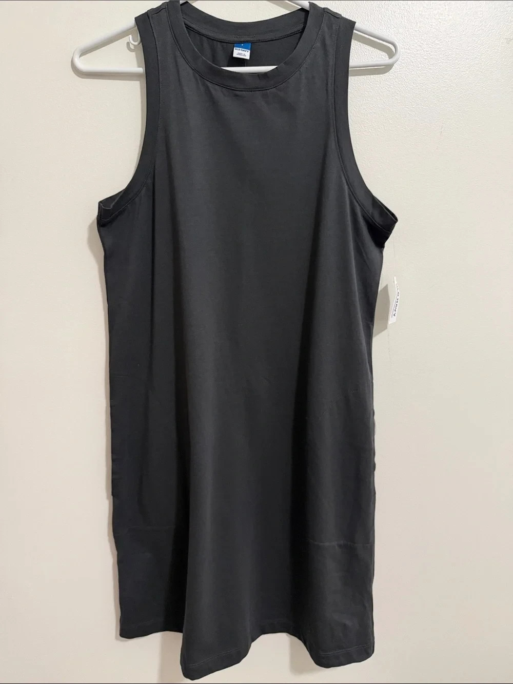 NWT Old Navy Gray Sleeveless Tank Tee T-Shirt Mini Dress Pockets Womens Small
