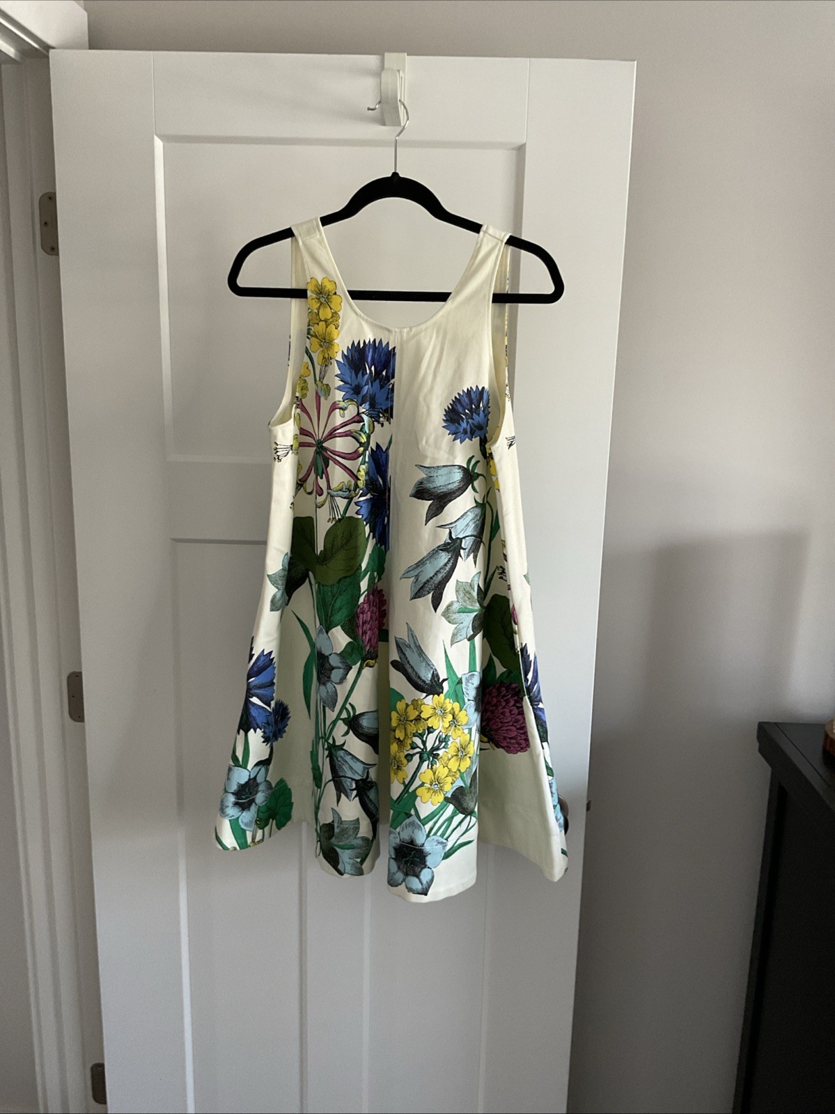 Anthropologie Maeve Keiko Mini Dress Blue Floral Preppy Pockets Medium M NEW