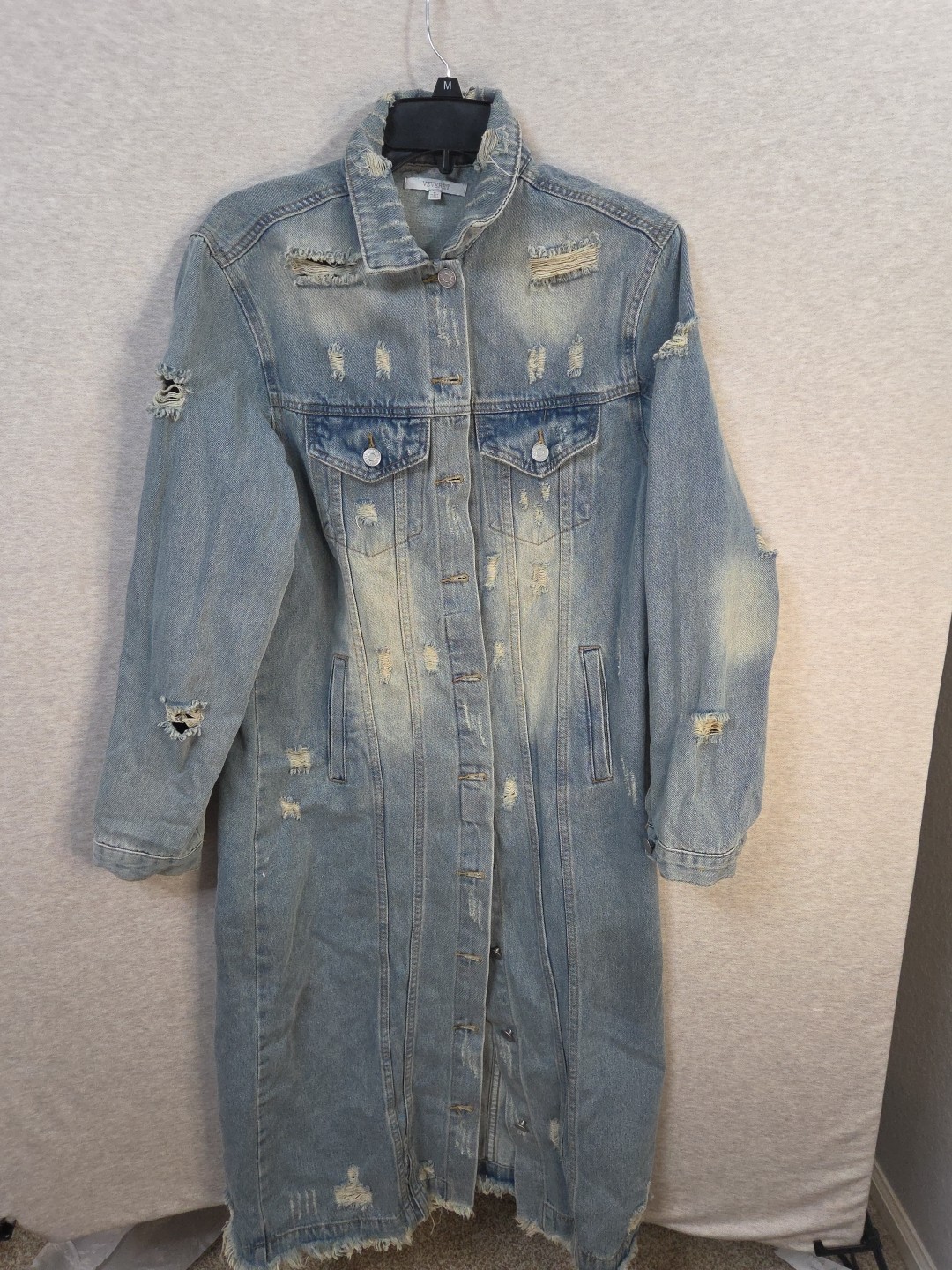 Veveret Blue Distressed Demin Button Up Jean Dress Size Small