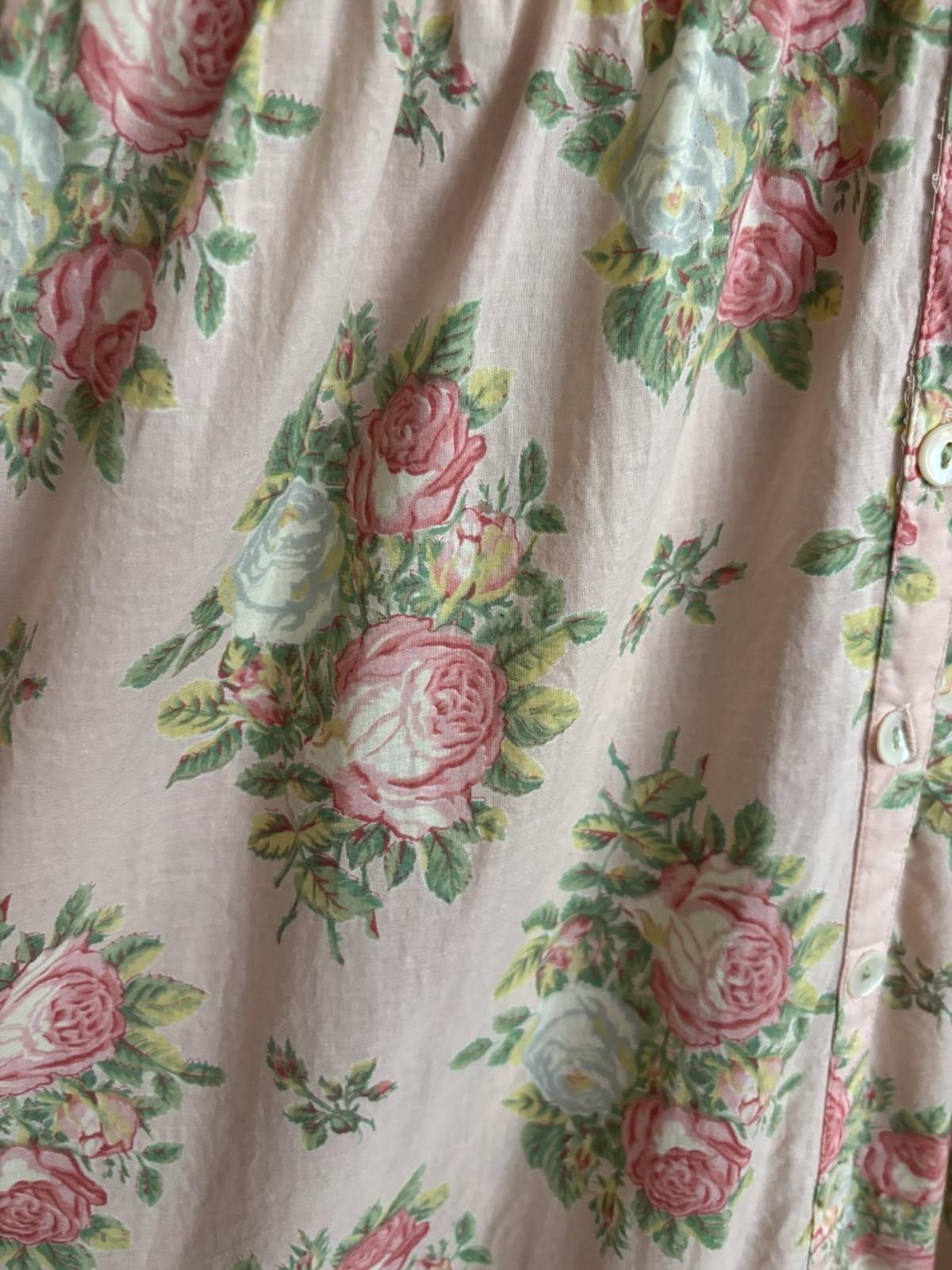 April Cornell Genevieve Hostess Maxi Dress Pink Cottage Roses Large Sleeveless