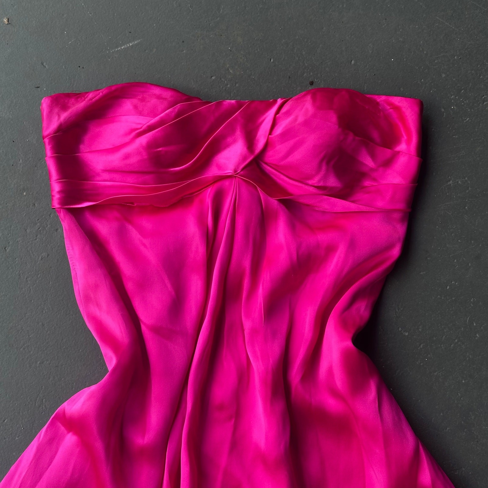Cache Hot Pink Strapless Satin Cocktail Dress Bubble Hem Size 6