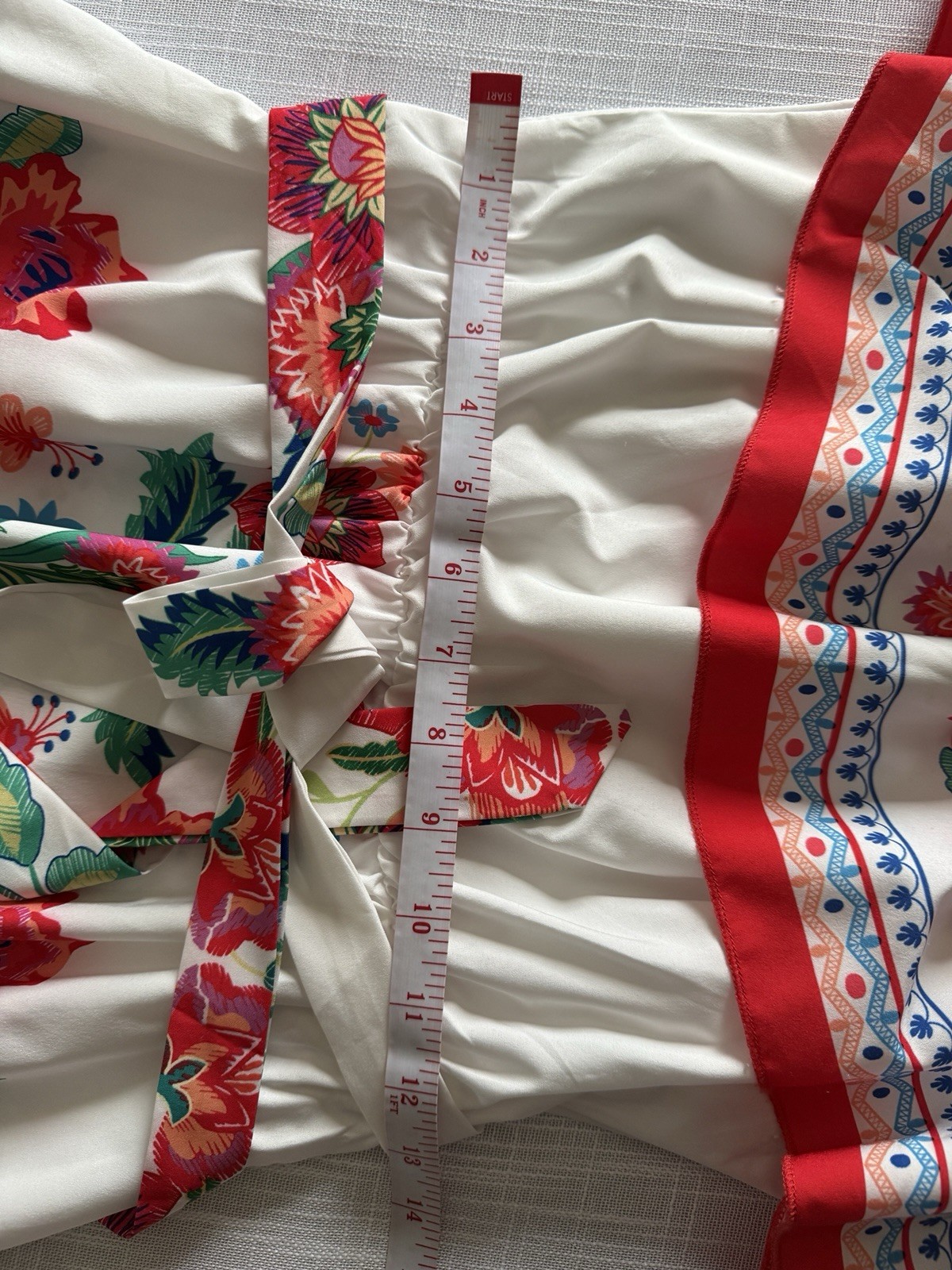 Boture Women’s White Red Blue Green Floral Off Shoulder Ruffle Midi Dress Sz M