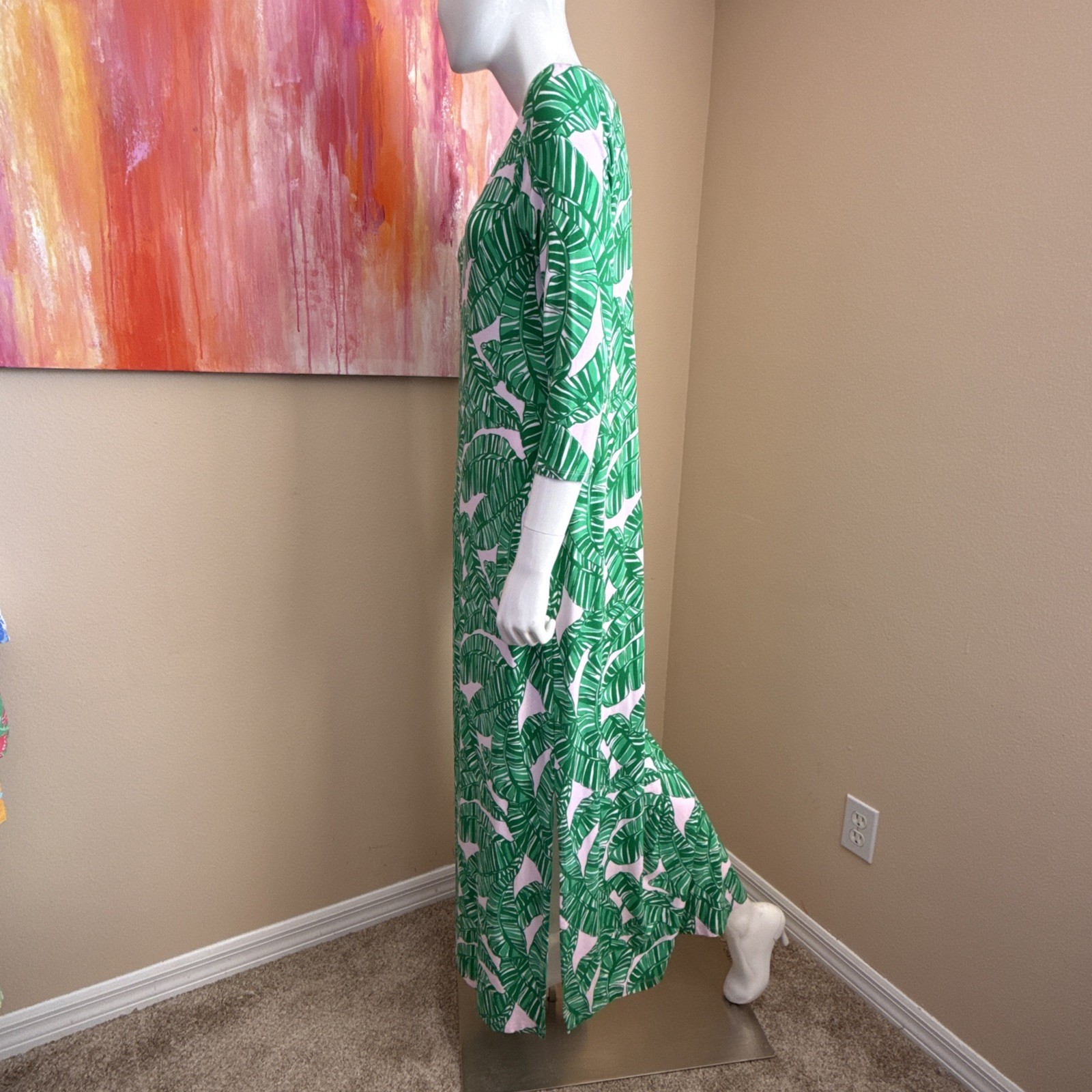 Lilly Pulitzer Maxi Morgann Maxi Dress Med Let’s Go Bananas Conch Shell Pink EUC