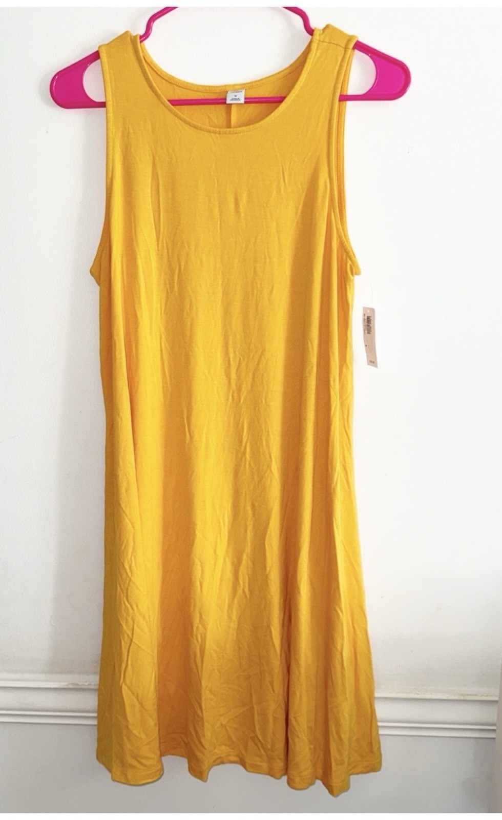 Old Navy Yellow Shift Tank Dress Sleeveless Rayon Spandex Size Medium NWT