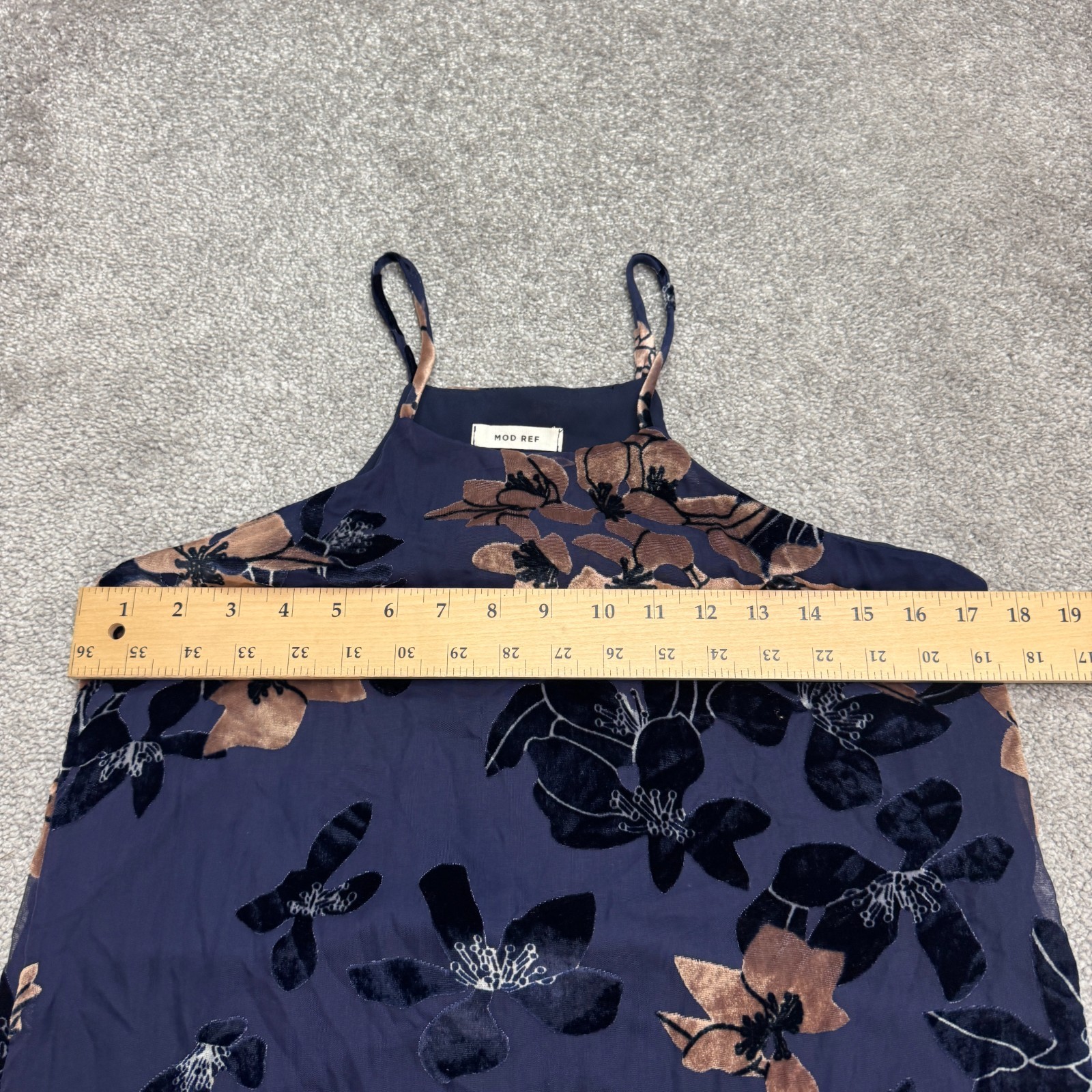 Mod Ref Floral Halter Maxi Tank Dress Womens Small Navy Velvet Burnout Bohemian